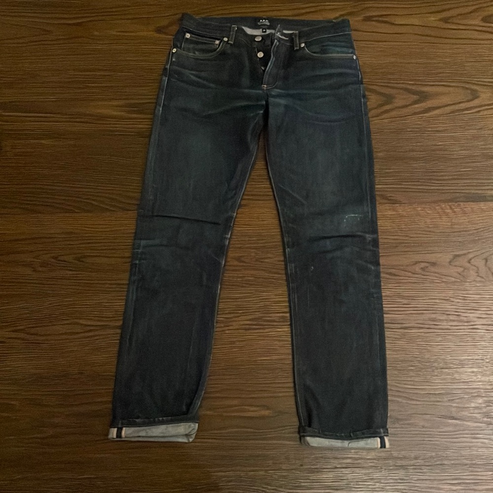 APC dark wash straight denim